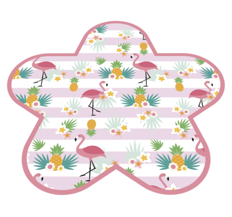 Stripes flamingos pineapple stripes carpet - TenStickers