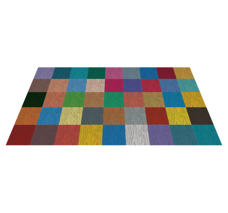 Multicolor Checkerboard wood effect vinyl rug - TenStickers