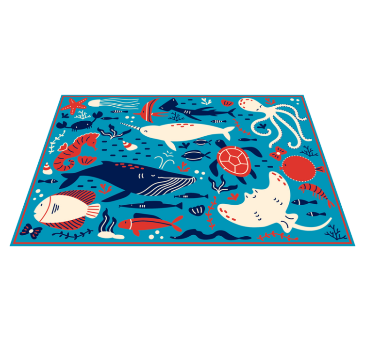 Children's vinyl rug with different fish - TenStickers