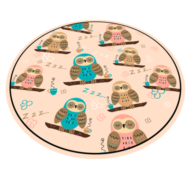 Owl Themed Circle nursery vinyl rug - TenStickers