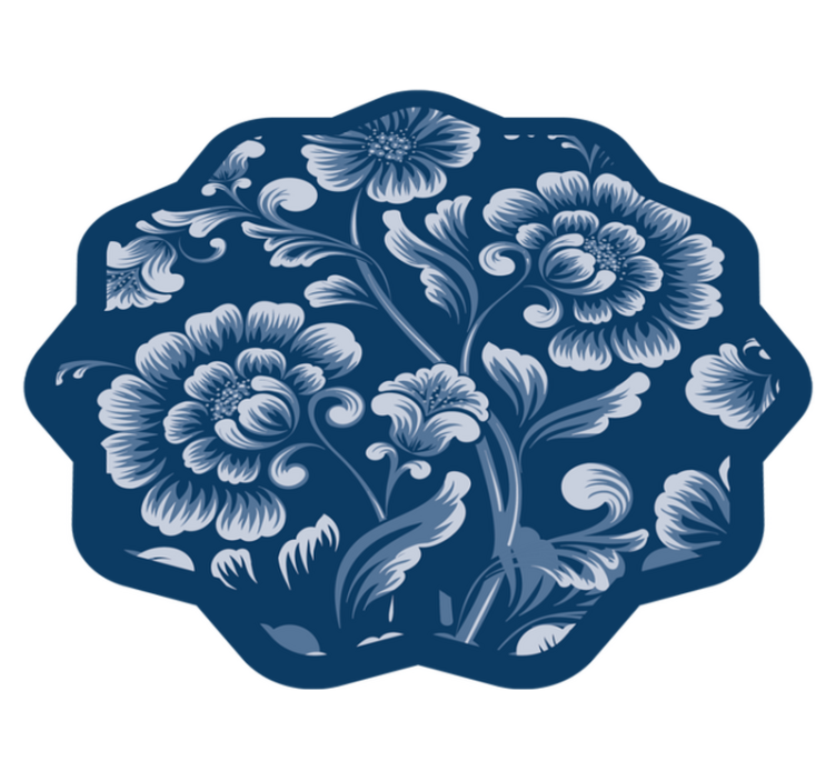 Elegant Blue Flowers floral rug - TenStickers