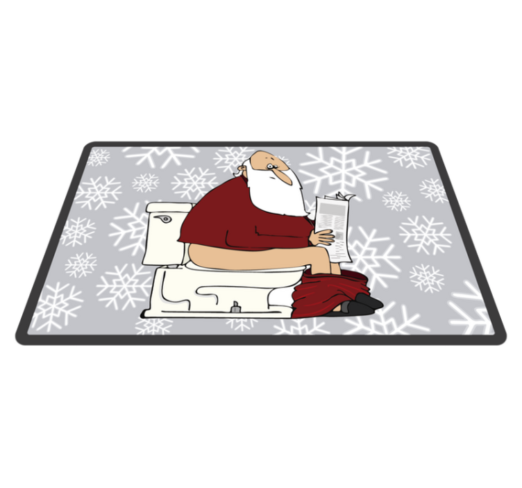 Santa on the toilet cartoon Christmas tree mat - TenStickers