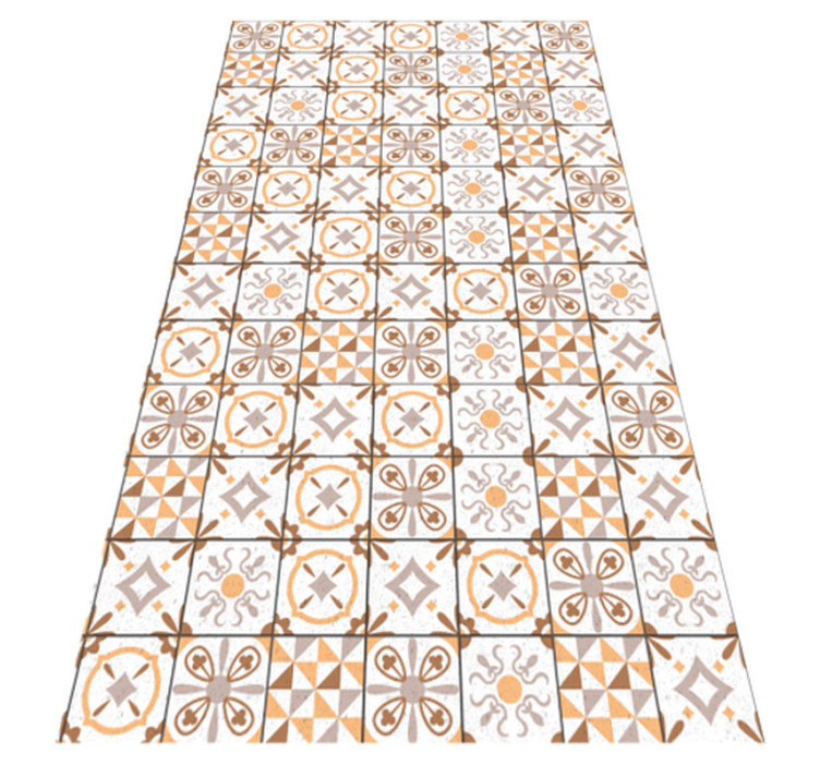 kitchen vinyl rug brown squares tile carpet - TenStickers