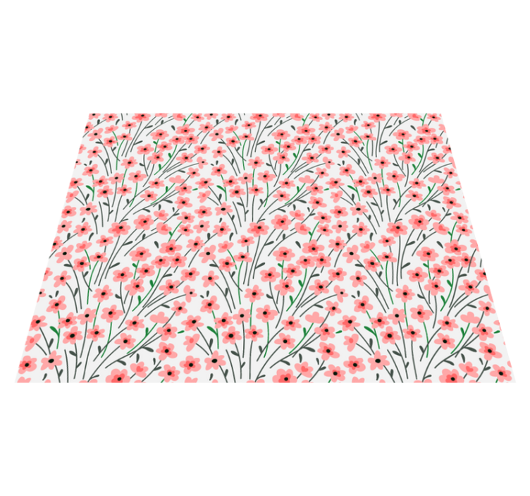 Pink Flower field floral vinyl rug - TenStickers