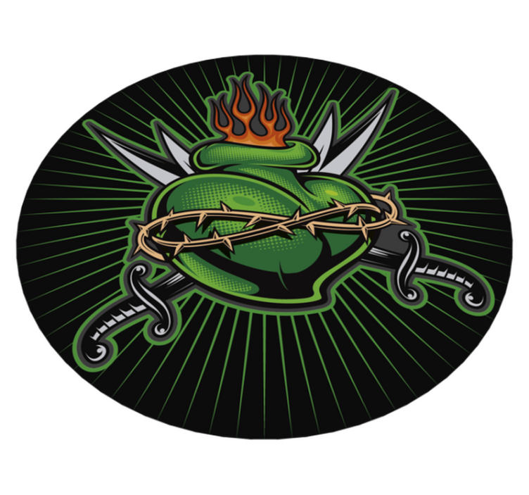 Fiery Sword Heart game vinyl rug - TenStickers