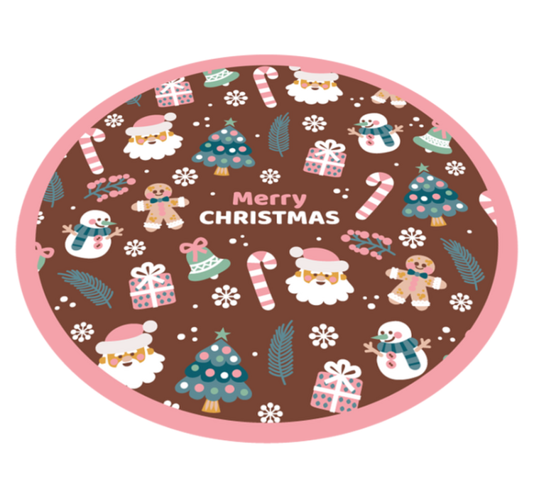 Festive Round Circle Christmas vinyl rug - TenStickers