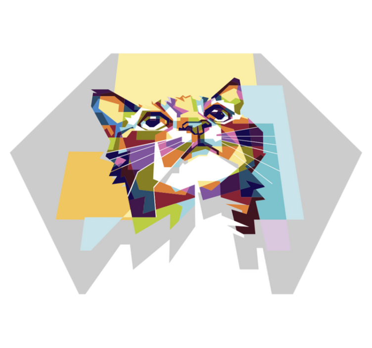 Geometric Cat geometric vinyl rug - TenStickers