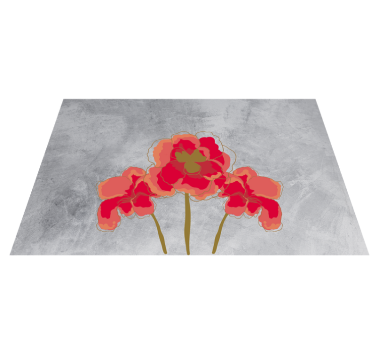 Painted Poppy floral vinyl rug - TenStickers