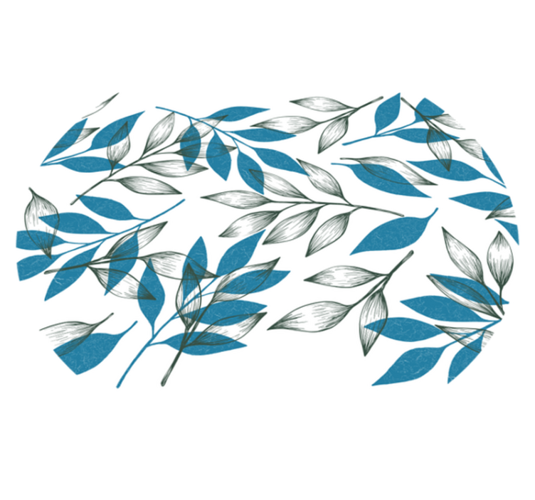 Blue and green leaves floral vinyl rug - TenStickers