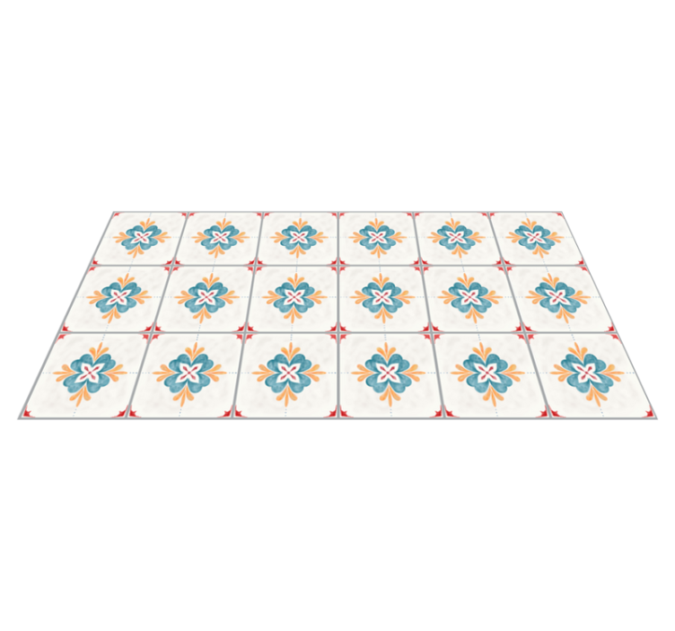 Floral Tile Motif tile vinyl rug - TenStickers