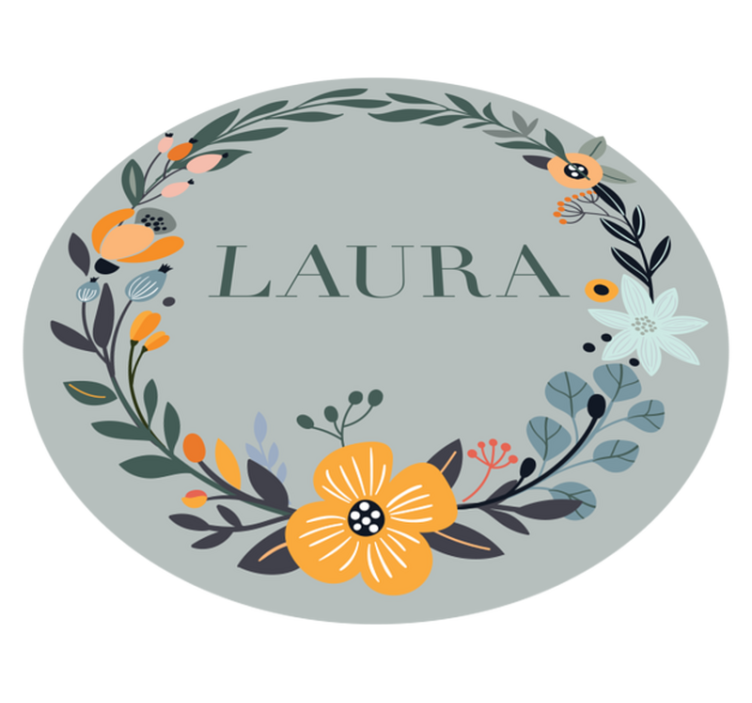 Decorative flowers with name vinyl rug - TenStickers