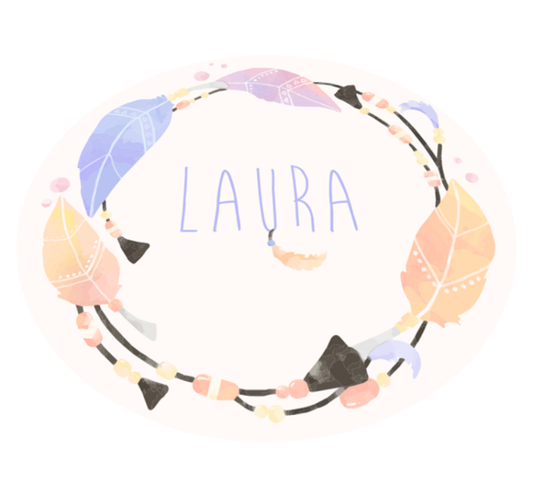 Personalized Feather Circle custom vinyl rug - TenStickers