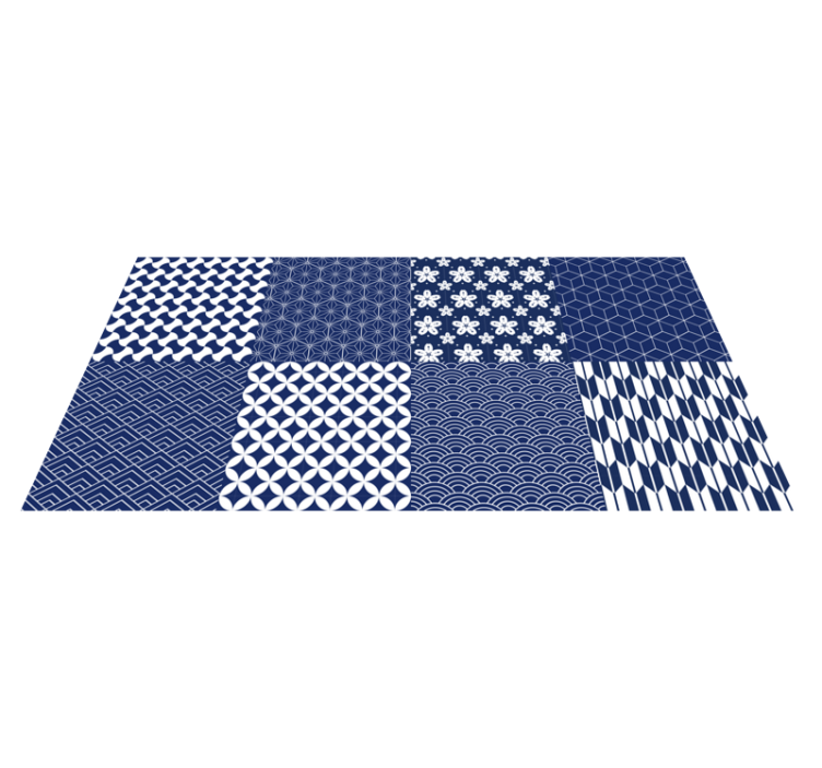 Complex blue and white tile vinyl carpet - TenStickers