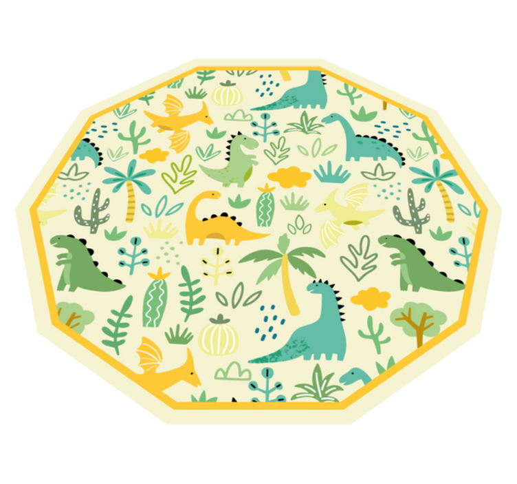 Dinosaur Hexagon kids vinyl rug - TenStickers