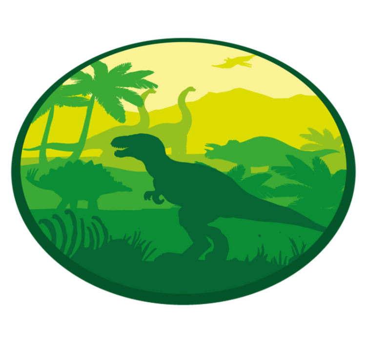 dinosaurs silhouette on landscape circular rug - TenStickers