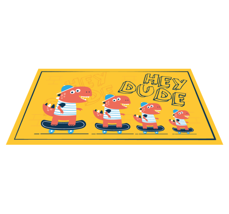 Skateboarding Dinosaurs kids vinyl rug - TenStickers