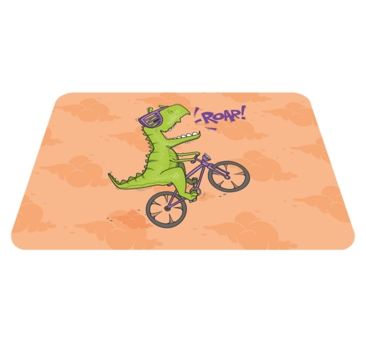 Biking Dinosaur Roar kids vinyl rug - TenStickers