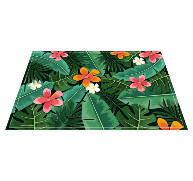 Jungle flowers and leaves floral rug - TenStickers