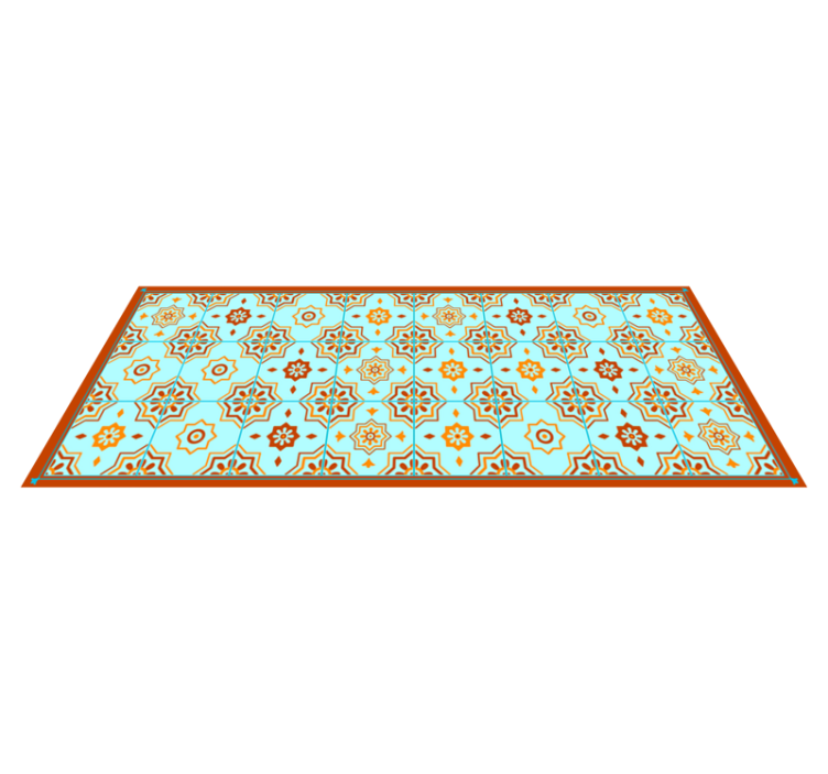 Orange and Blue Mosaic  tile vinyl rug - TenStickers