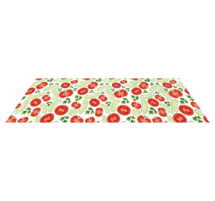 Green and Red Vegetable kitchen vinyl rug - TenStickers