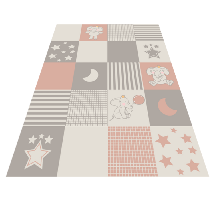 Elephant motifs with nordic tiles kid vinyl rug - TenStickers