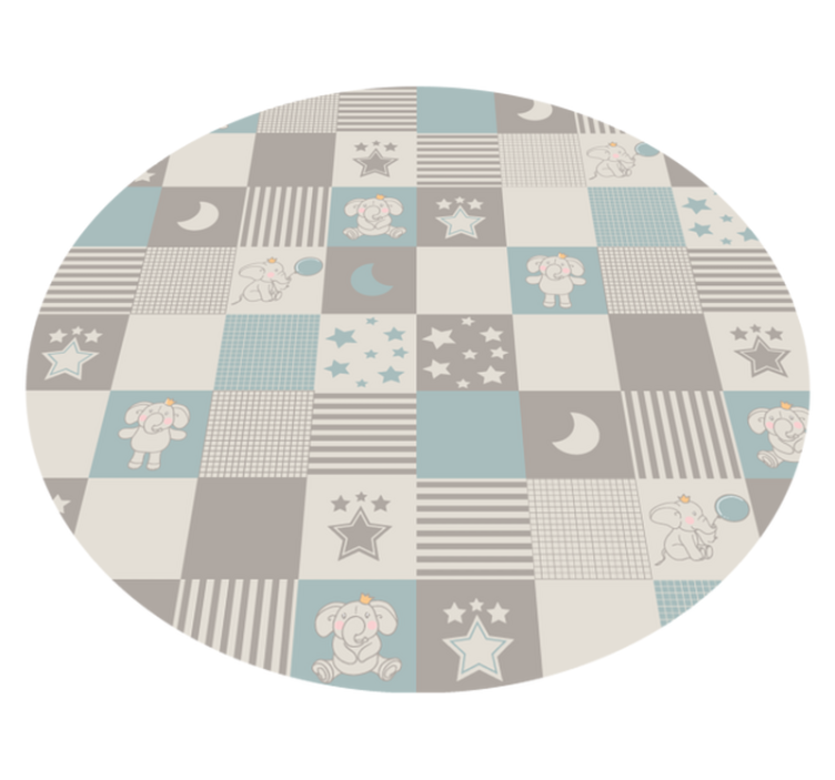 Circular blue Nordic tiles with elephants rug - TenStickers