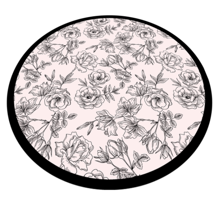 Black and White Floral Vinyl rug for home - TenStickers