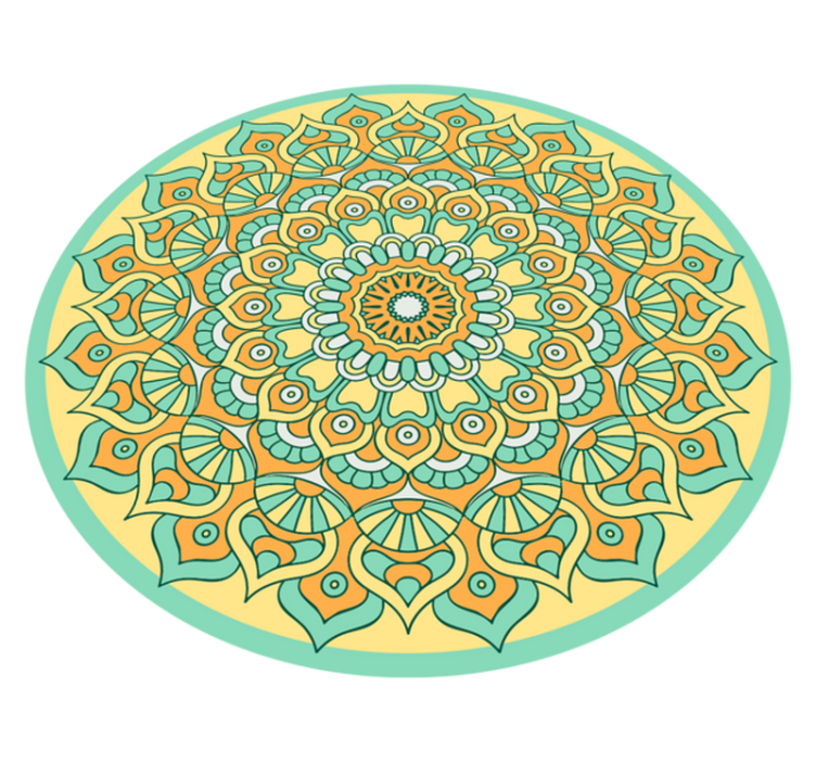 Mandala Orange and Teal mandala vinyl rug - TenStickers