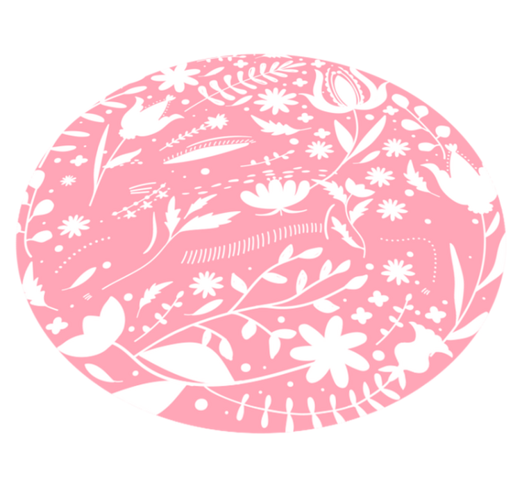 Pink Leaves and Flowers kids vinyl rug - TenStickers