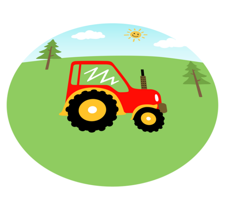 Farm red tractor kids vinyl rug - TenStickers