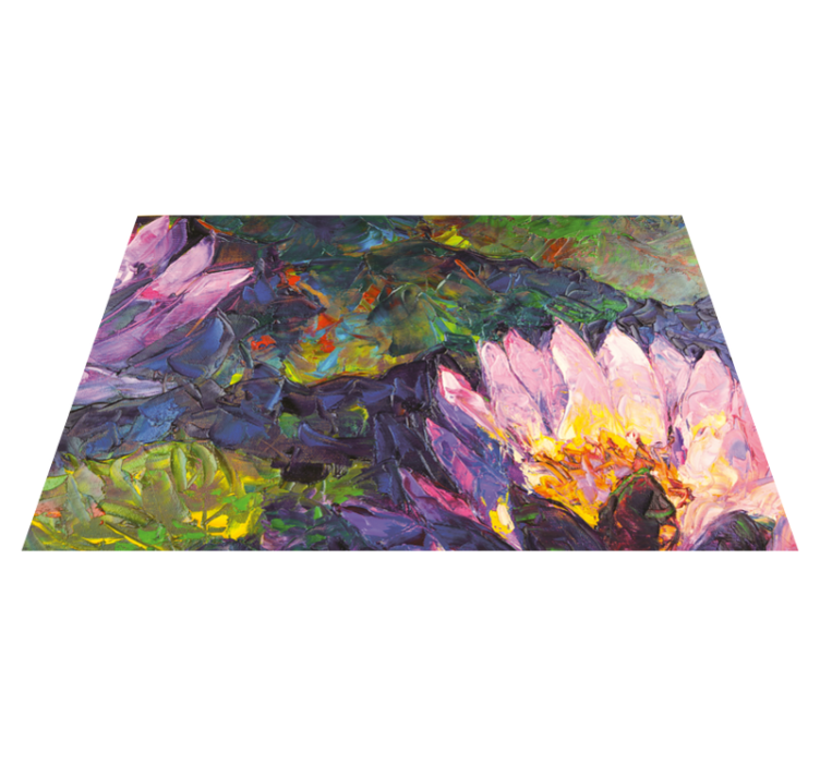 Lotus rectangular scenes floral vinyl rug - TenStickers