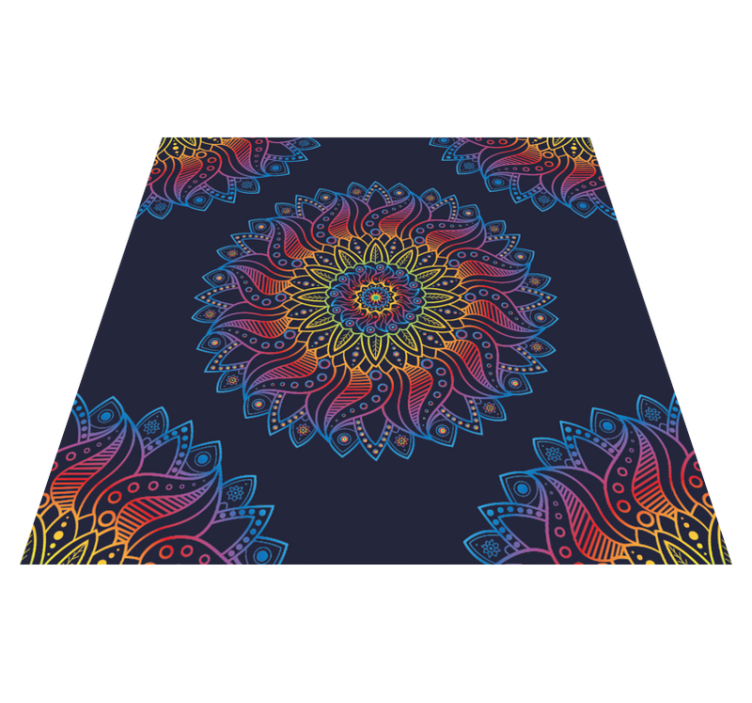 Colorful vibrant motif mandala vinyl rug - TenStickers