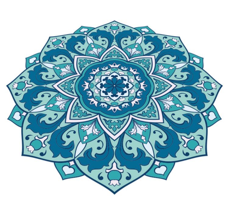 Blue elegant pattern mandala vinyl rug - TenStickers