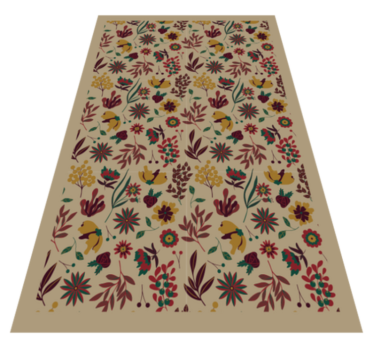 Beige floral floral rug flowers - TenStickers