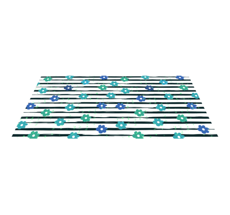 Floral Striped Design kitchen vinyl rug - TenStickers