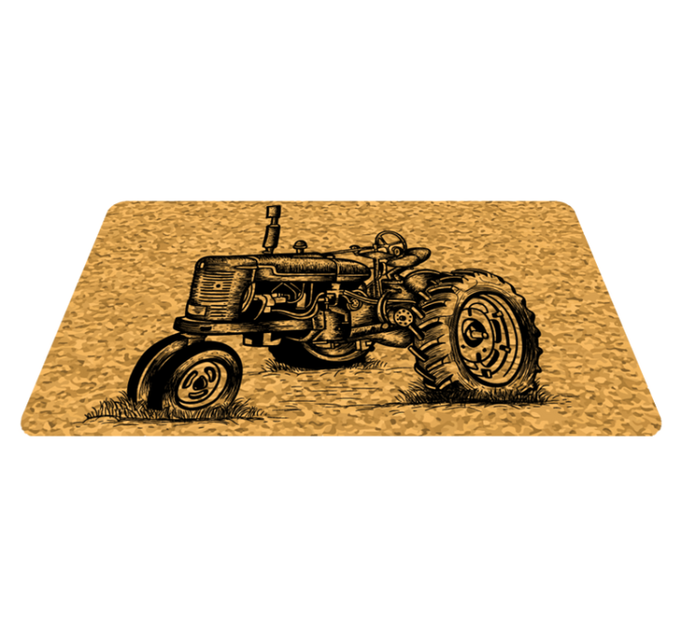 Vintage Tractor Illustration vintage vinyl rug - TenStickers