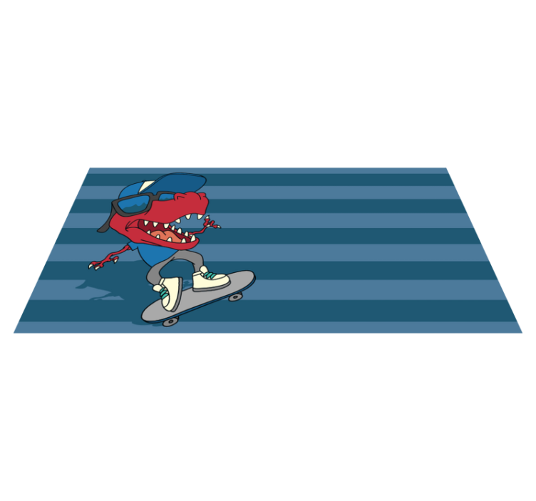 Skateboarding Dinosaur kids vinyl rug - TenStickers