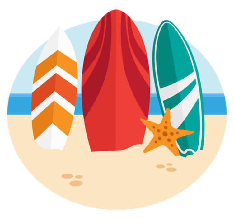 Surfboard at the beach nature vinyl rug - TenStickers