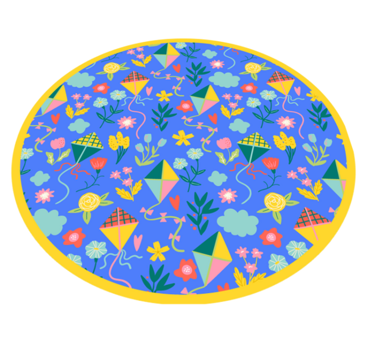 Floral Kite Motif floral vinyl rug - TenStickers
