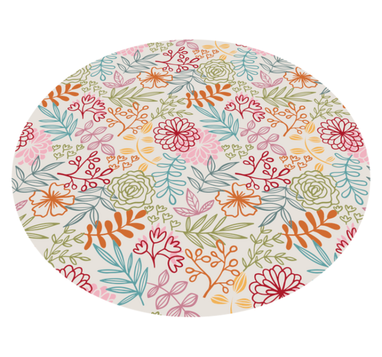 Vintage leaf and flower Pattern floral rug - TenStickers