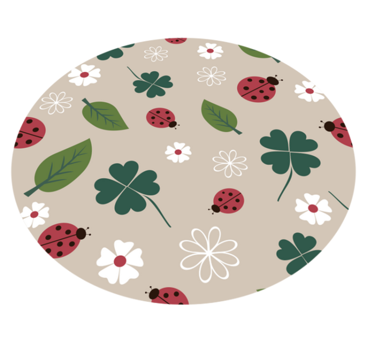 Leaves with ladybug floral vinyl rug - TenStickers