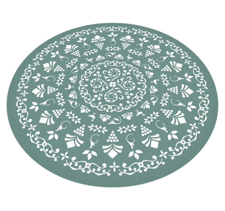 Gray round ornamental nordic vinyl rug - TenStickers