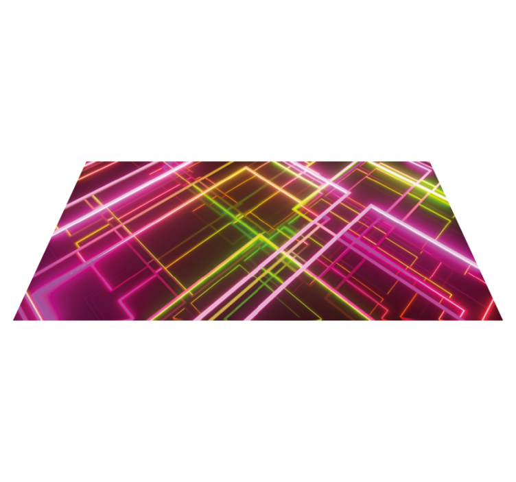 Neon Line Art modern vinyl rug - TenStickers