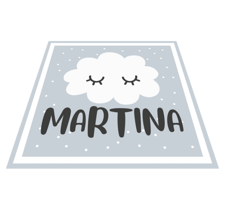 Gray Cloud With Name nursery vinyl rug - TenStickers