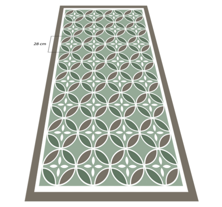 Green ornate beija tile kitchen vinyl rug - TenStickers