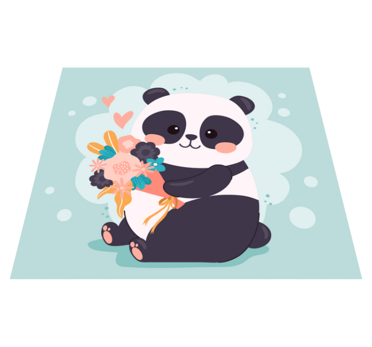 PANDA WITH FLOWERS kids vinyl rug - TenStickers