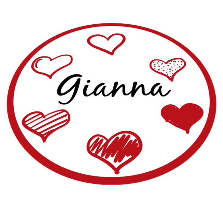 Red hearts and name teen vinyl rug - TenStickers