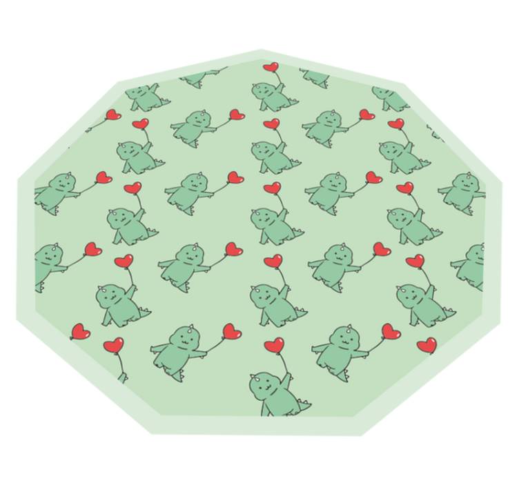 Green dragons with hearts kids vinyl rug - TenStickers