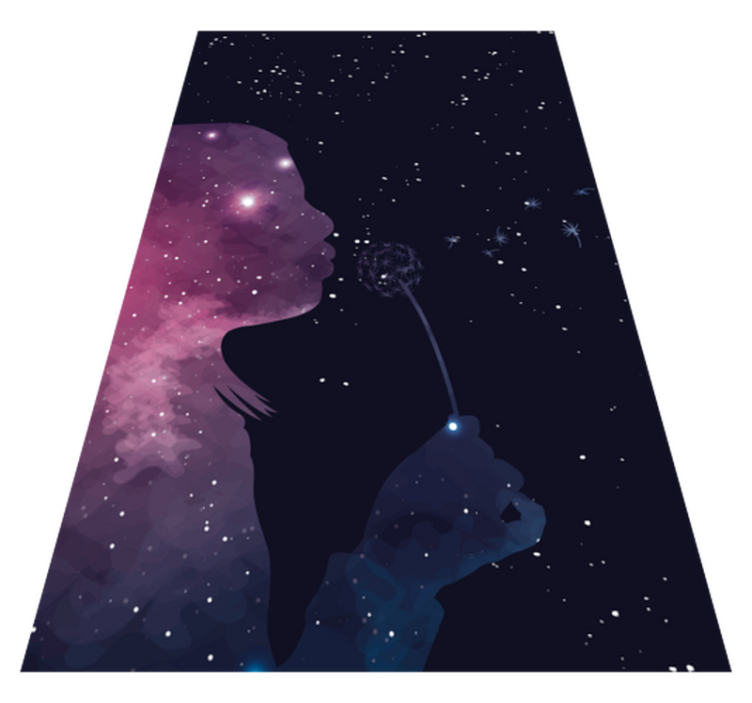 Cosmic girl blowing dandelion star vinyl rug - TenStickers