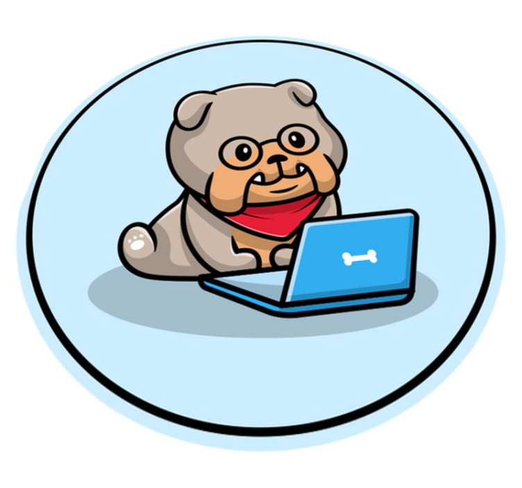 Puppy with computer animal vinyl rug - TenStickers